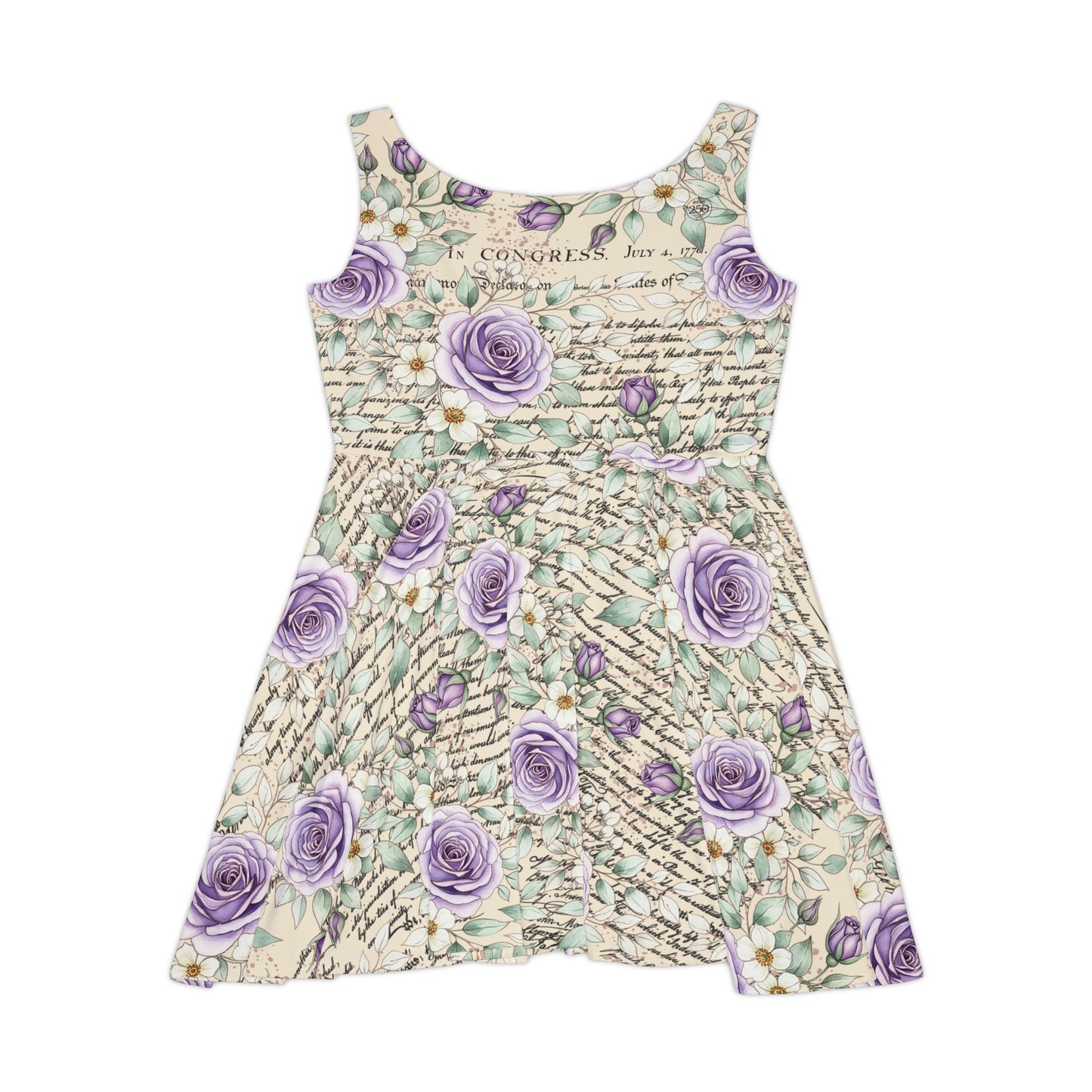 Floral Lavender Rose Skater Dress — Vintage Script AOP