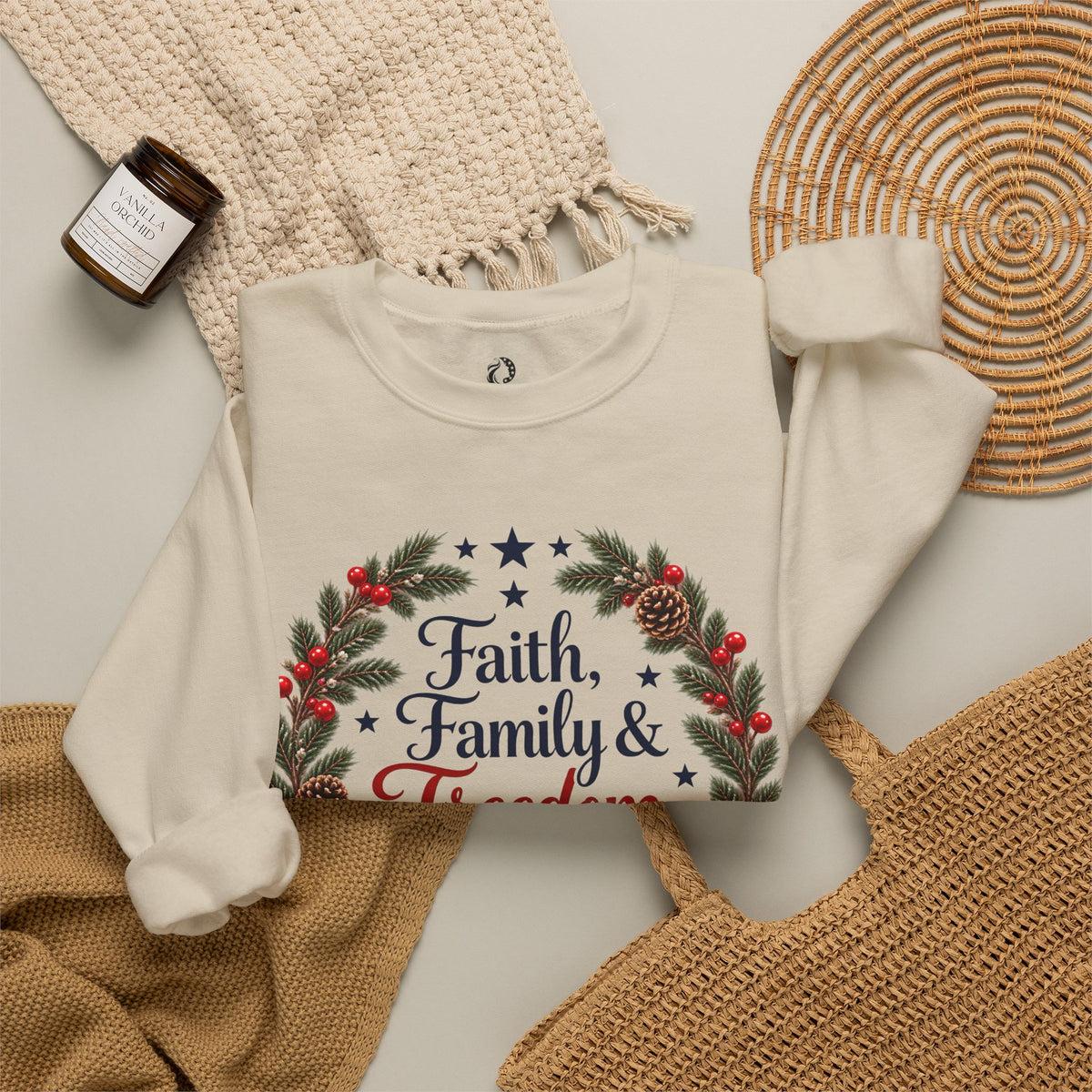 “Faith, Family & Freedom” Crewneck Sweatshirt - MFA Christmas