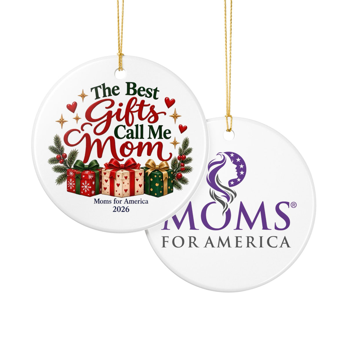 “The Best Gifts Call Me Mom” Double-Sided Ceramic Decoration Ornament, (1pc) - MFA Christmas