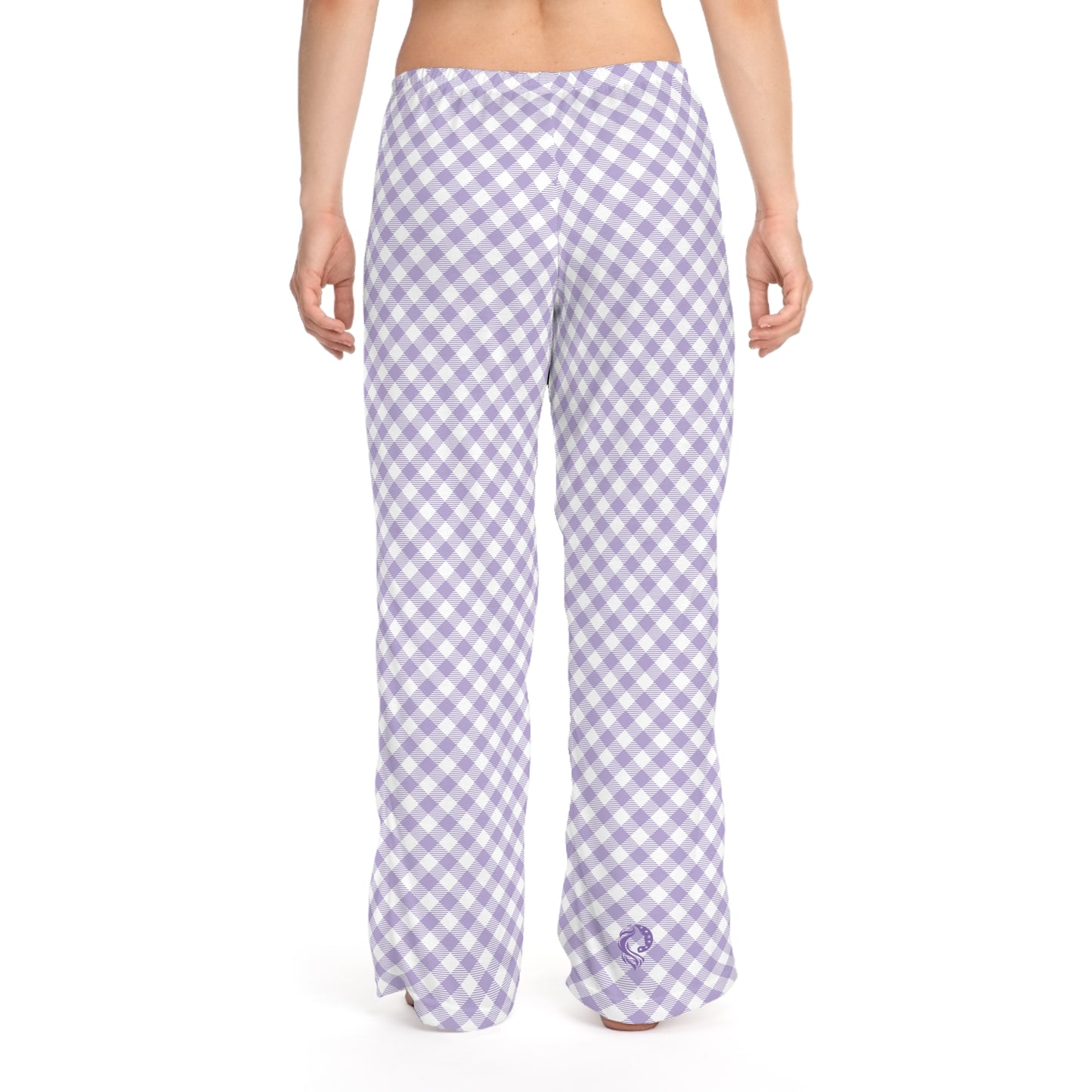 Lavender Gingham Women's Pajama Pants — Soft Cotton Lounge Sleepwear