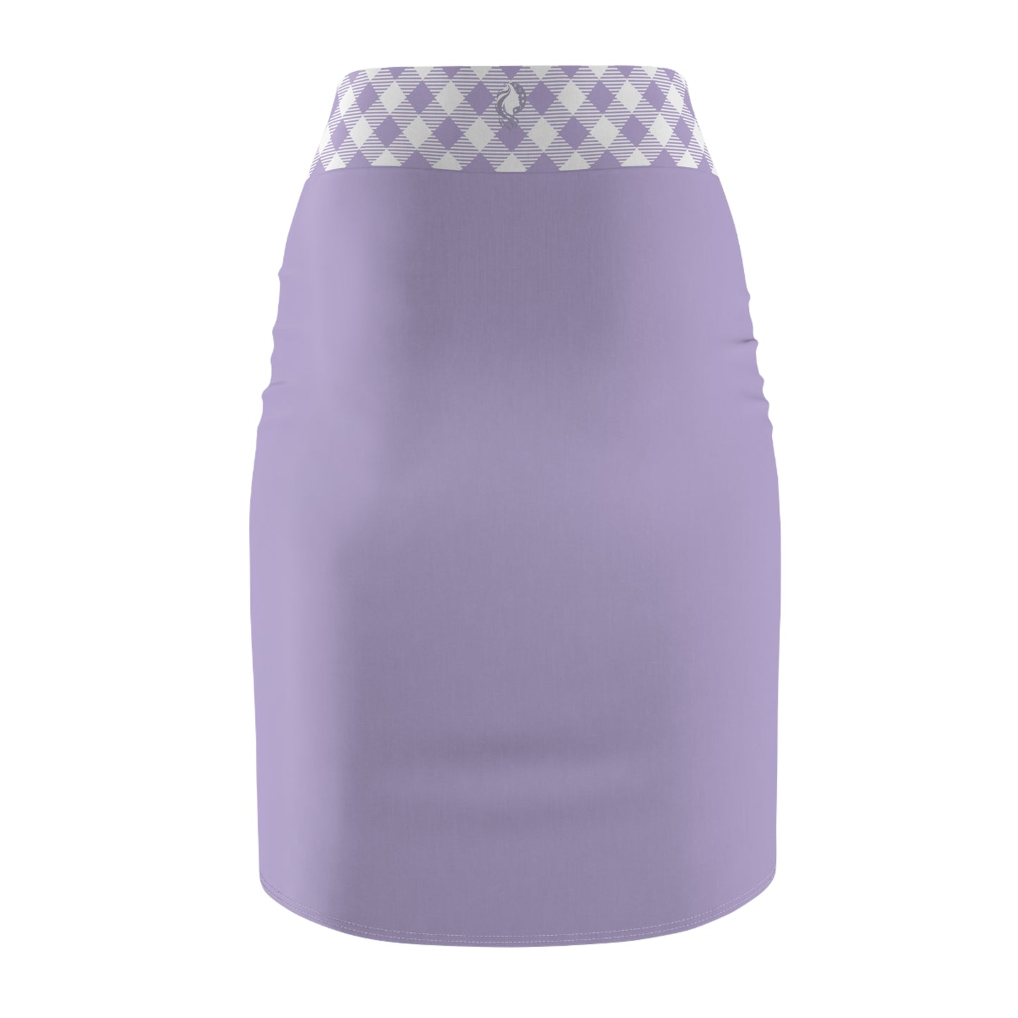 Lavender Gingham Waist Pencil Skirt — Women's Floral-Style Office & Casual Midi