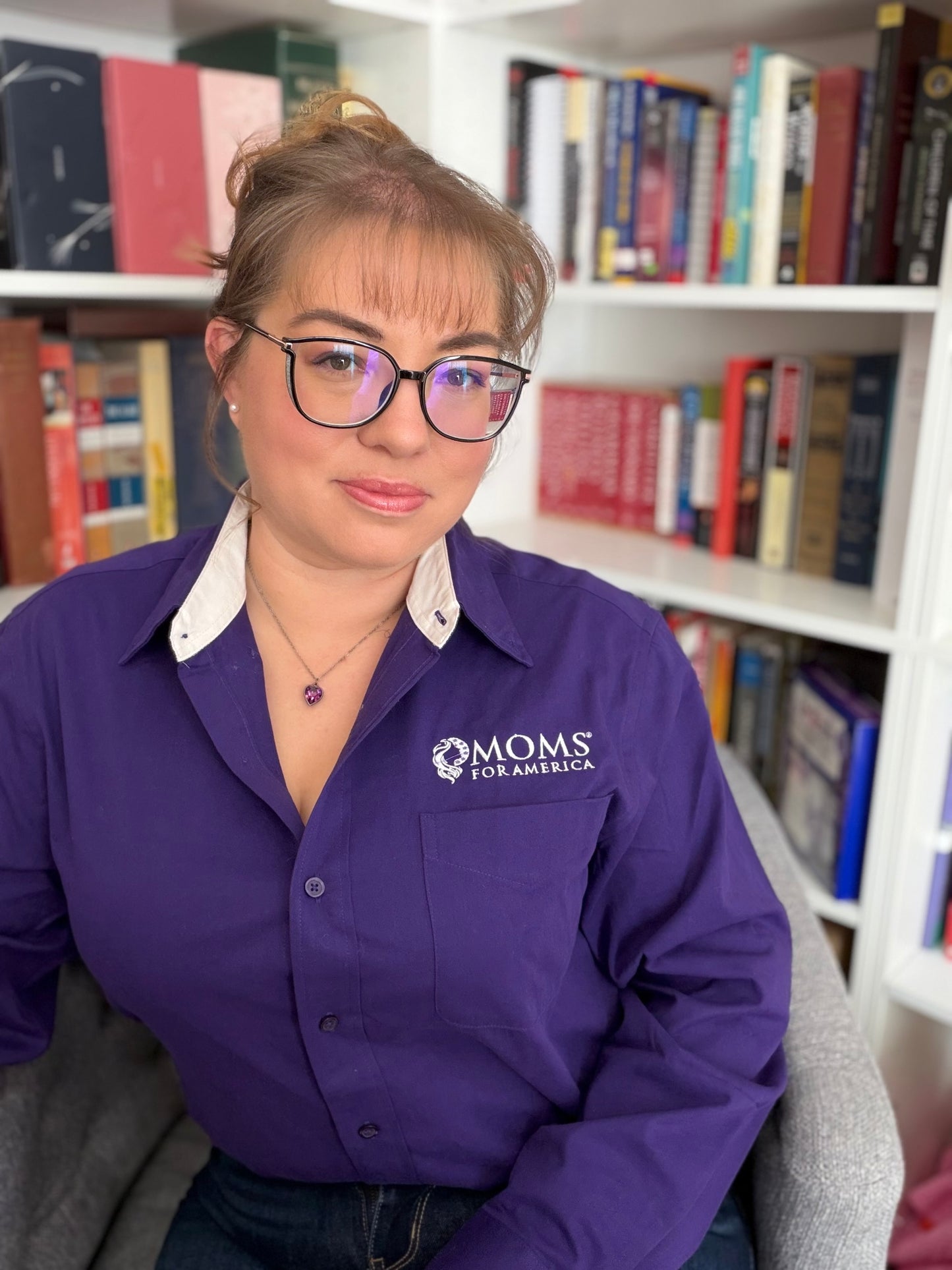 MFA Logo Embroidered Long Sleeve Shirt — Purple Port Authority Button-Up