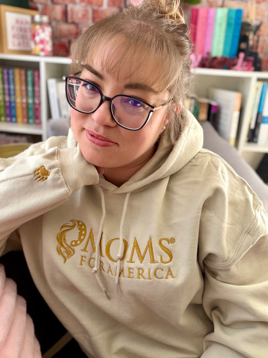 Moms for America Logo Hoodie — Patriotic Mom Sweatshirt