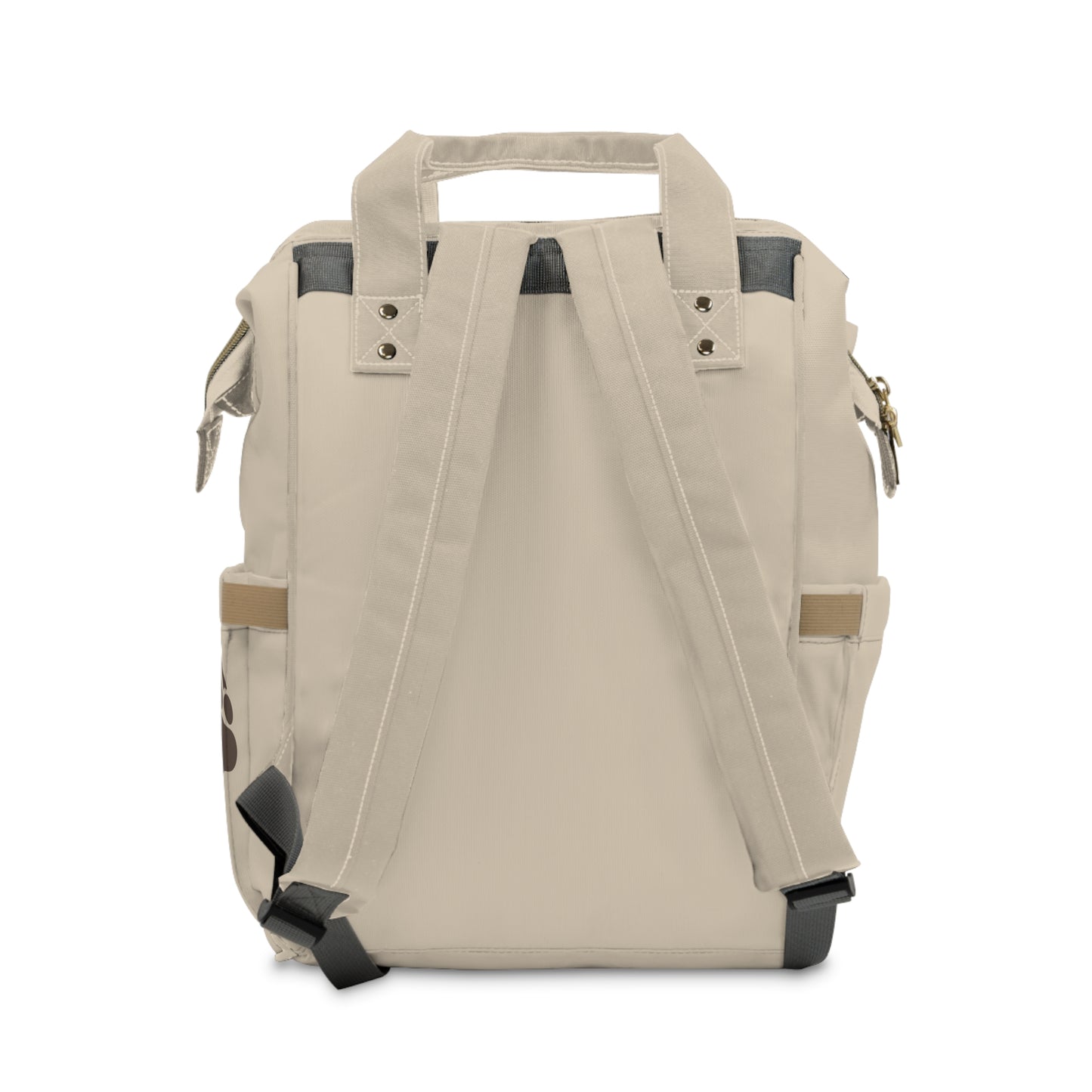 Mama Bear Diaper Backpack — Multifunctional Baby Changing Bag with Paw & MFA Coin Design, Beige