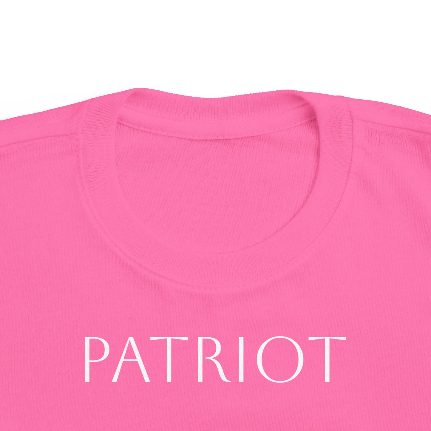 Toddler Tee — "PATRIOT" Front & Moms for America Logo Back (Patriotic Kids Shirt)