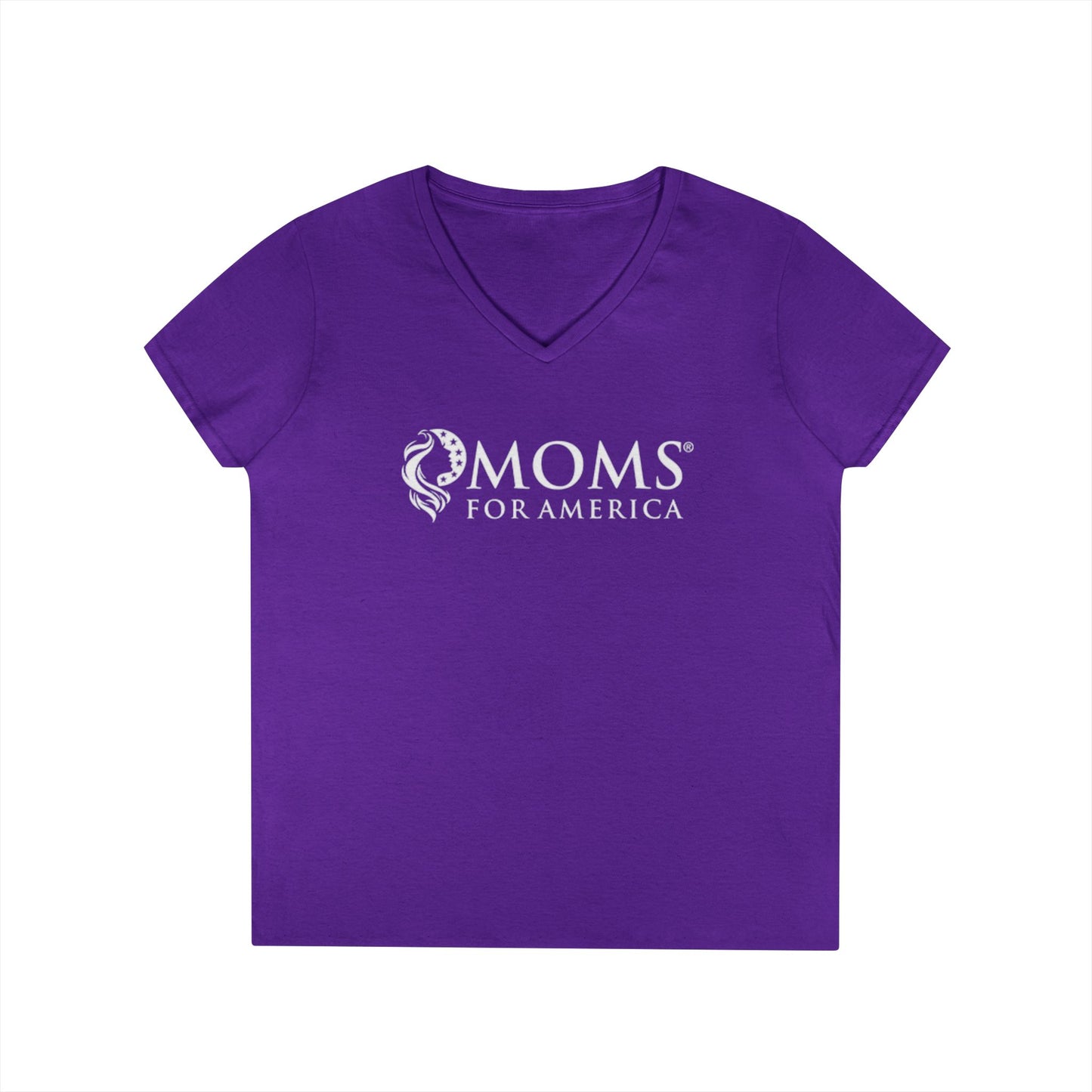 Moms for America V-Neck Tee — Women's Patriotic Mom Shirt