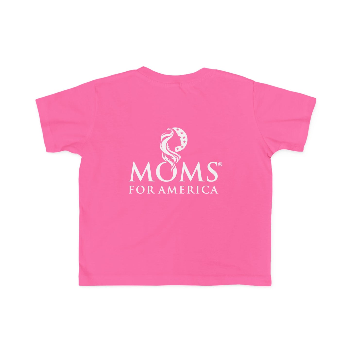 Toddler Tee — "PATRIOT" Front & Moms for America Logo Back (Patriotic Kids Shirt)