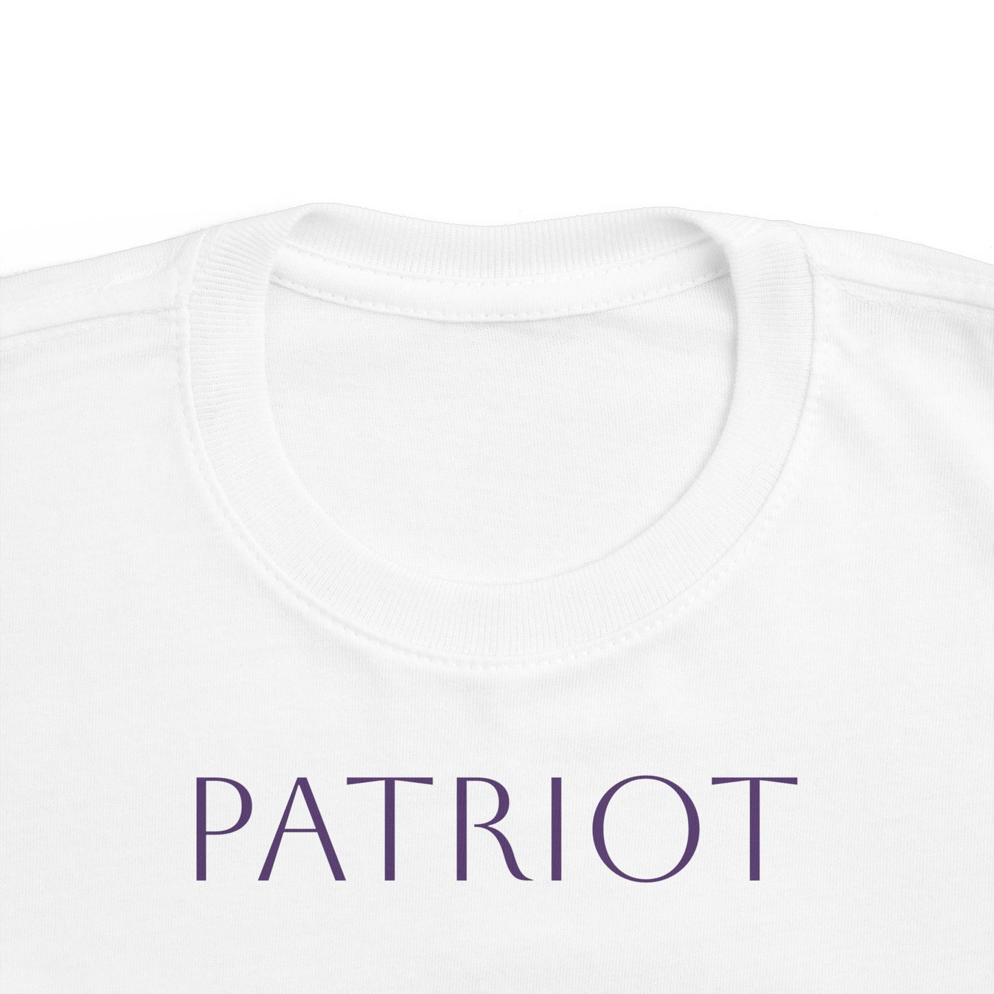Toddler Tee — "PATRIOT" Front & Moms for America Logo Back (Patriotic Kids Shirt)