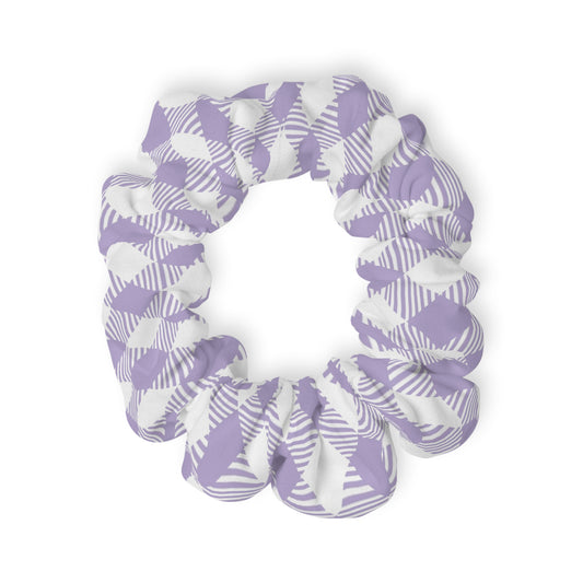 Lavender Plaid Scrunchie — Soft Pastel Hair Accessory