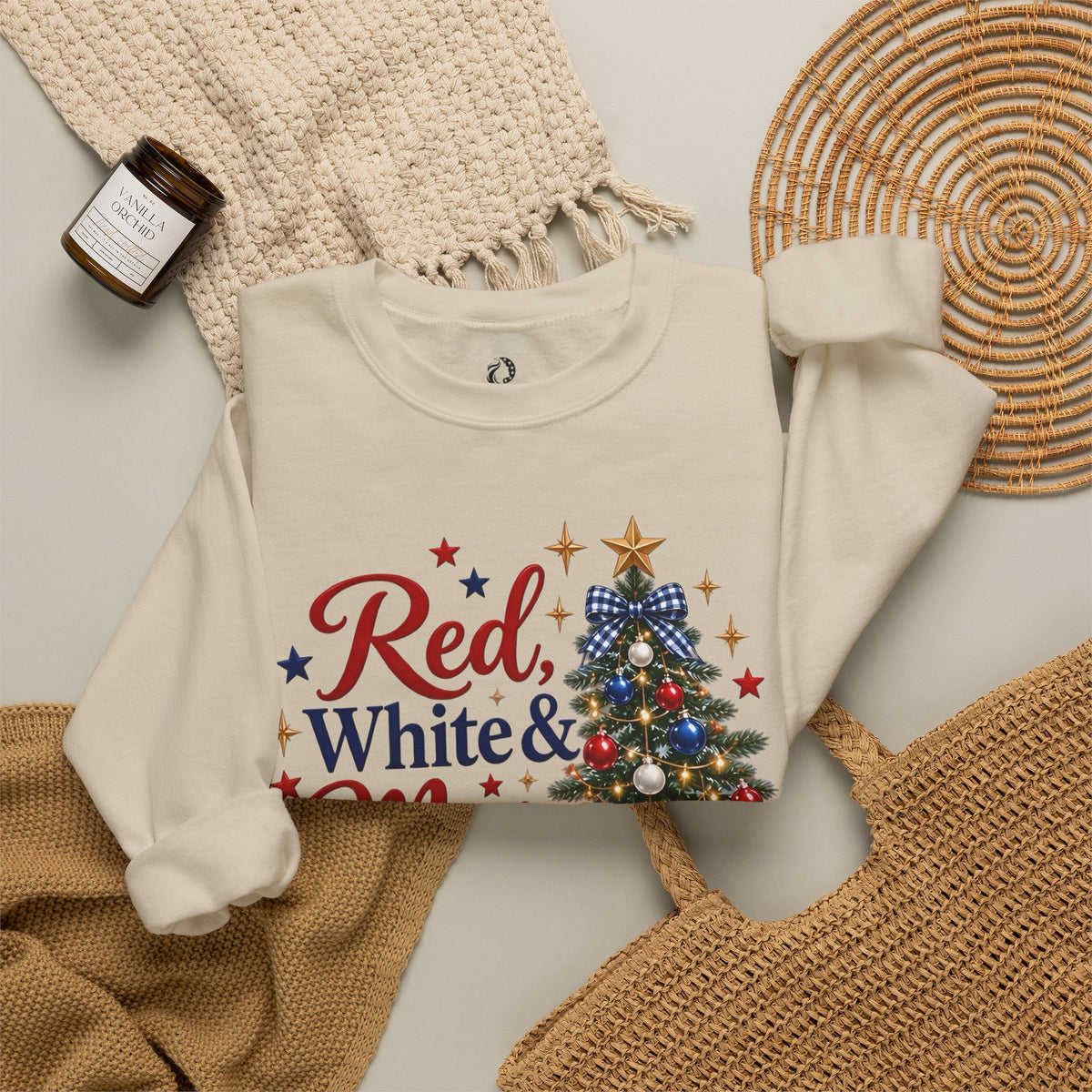 “Red, White & Merry” Crewneck Sweatshirt - MFA Christmas