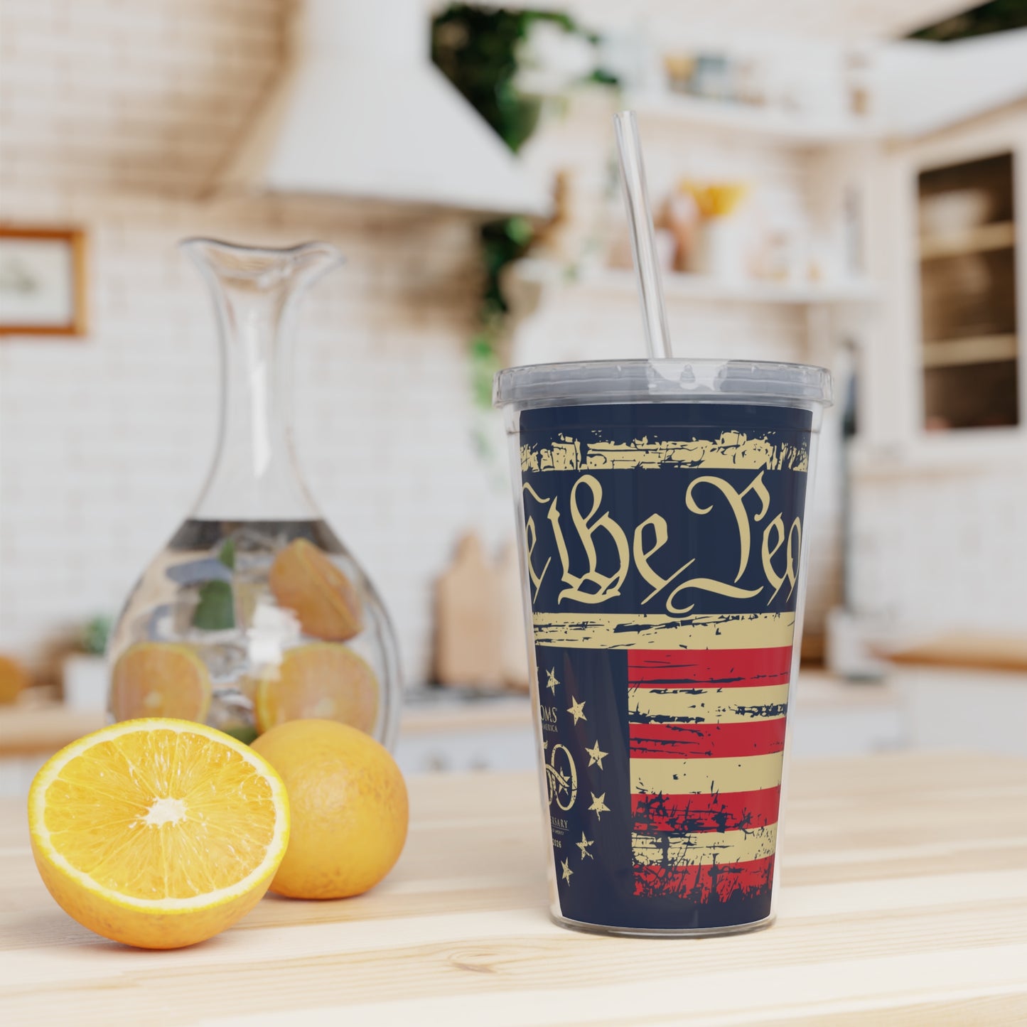 We the People American Flag Tumbler with Straw — US 250