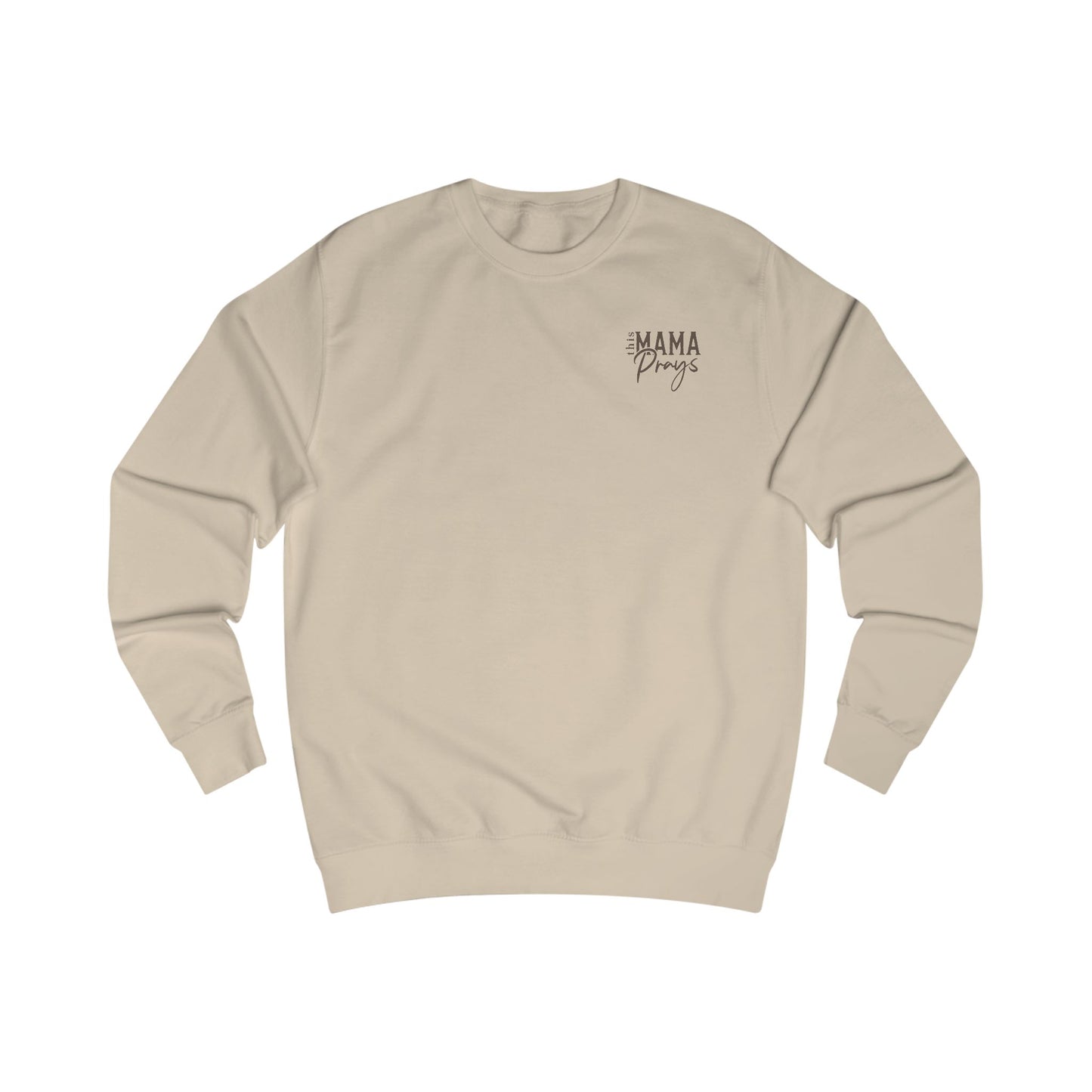 "This Mama Prays" Crewneck Sweatshirt — Neutral tone-on-tone print