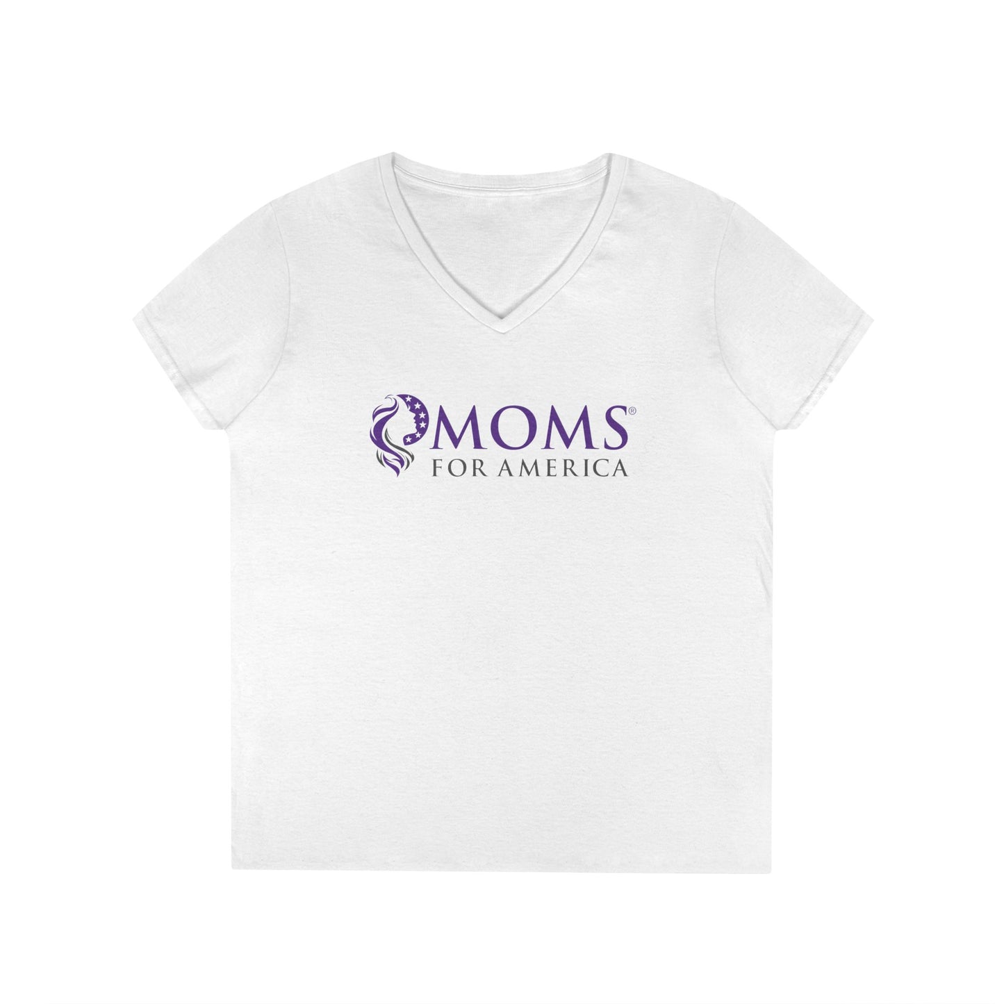 Moms for America V-Neck Tee — Women's Patriotic Mom Shirt