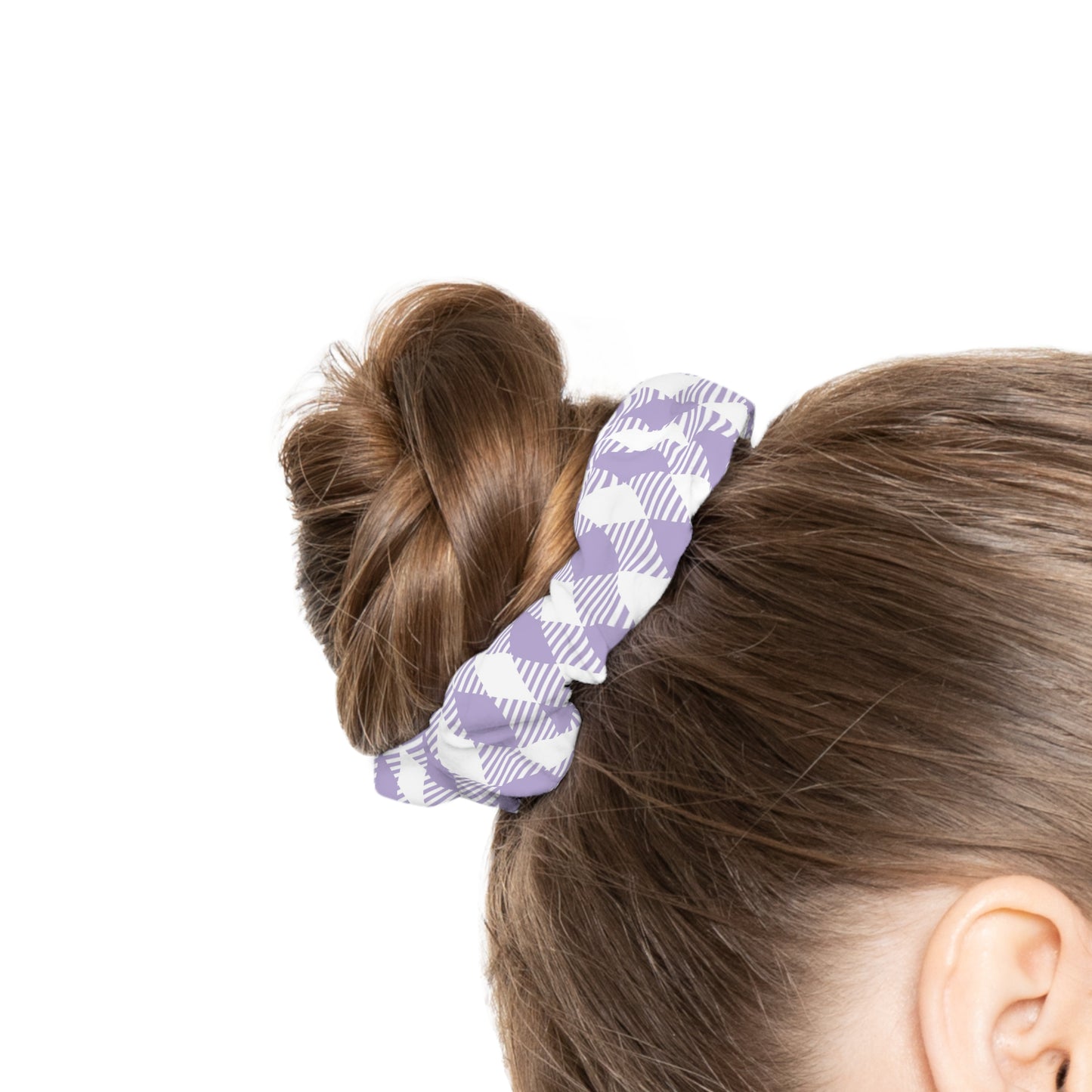 Lavender Plaid Scrunchie — Soft Pastel Hair Accessory