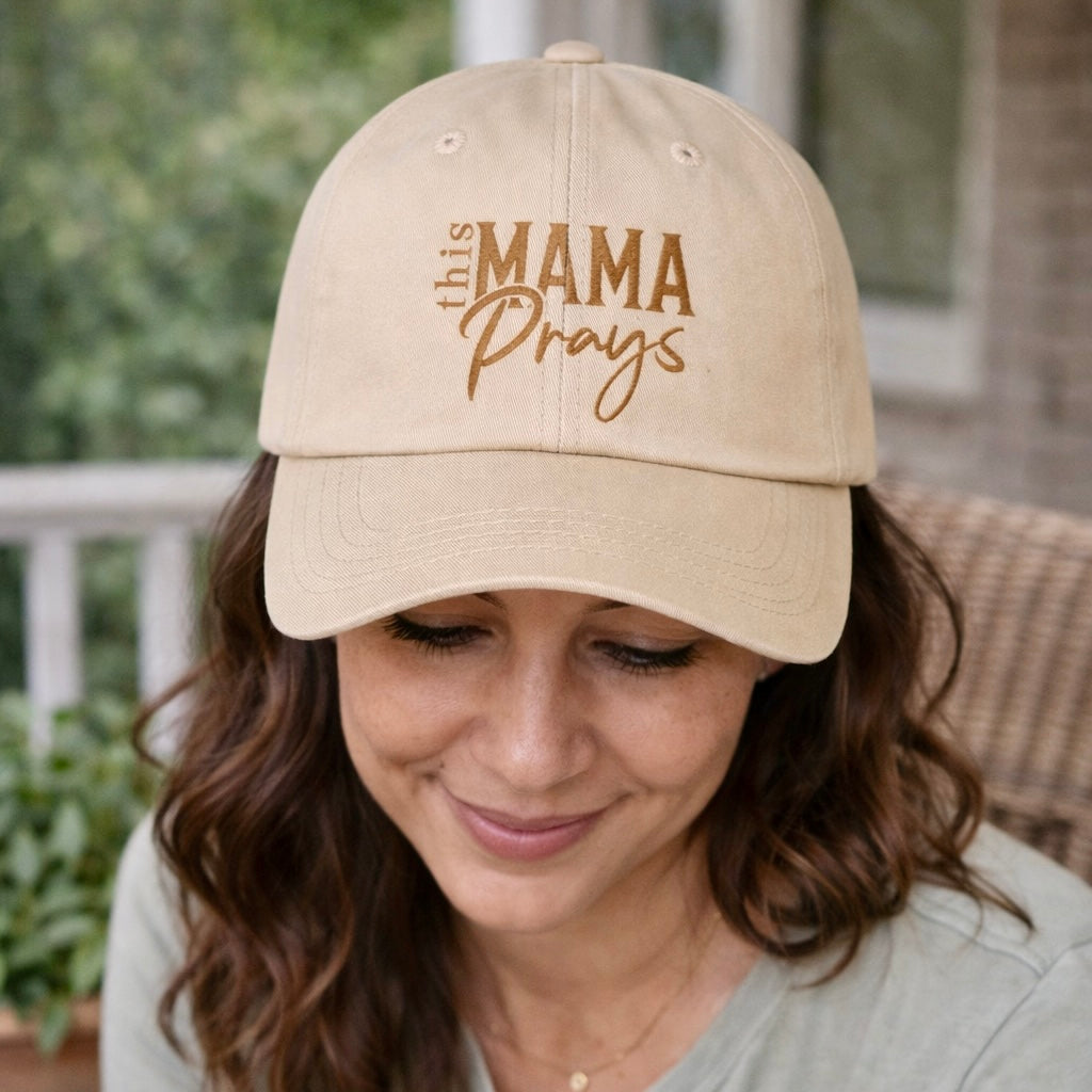 Mama Prays Women's Pigment-Dyed Cap with Fashion Undervisor (Embroidery)