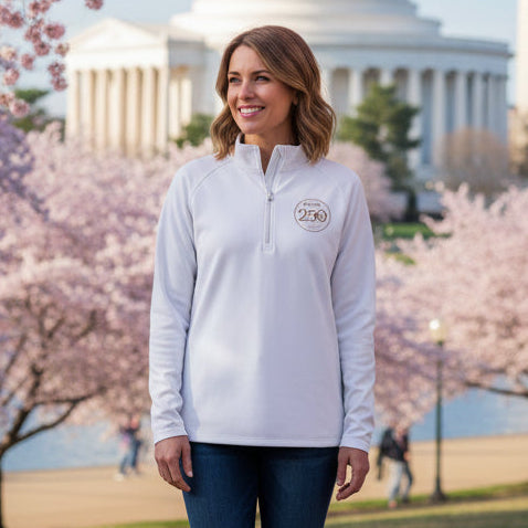 Embroidered Navy Quarter-Zip Pullover — US 250