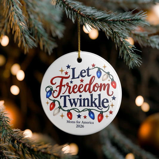 “Let Freedom Twinkle” Ceramic Double-Sided Ornament, (1pc) - MFA Christmas