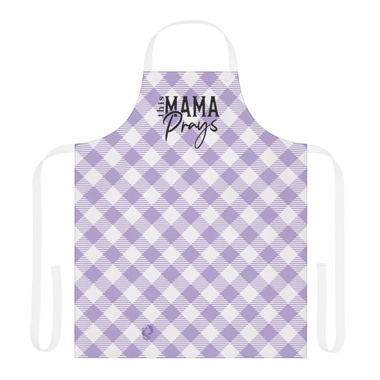 Mama Prays Purple Gingham Apron