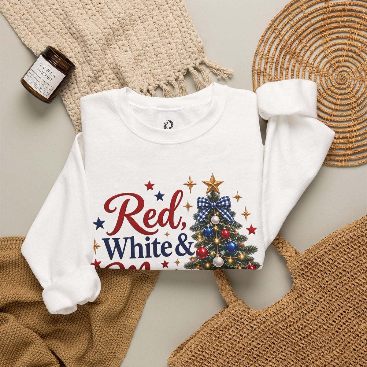 “Red, White & Merry” Crewneck Sweatshirt - MFA Christmas