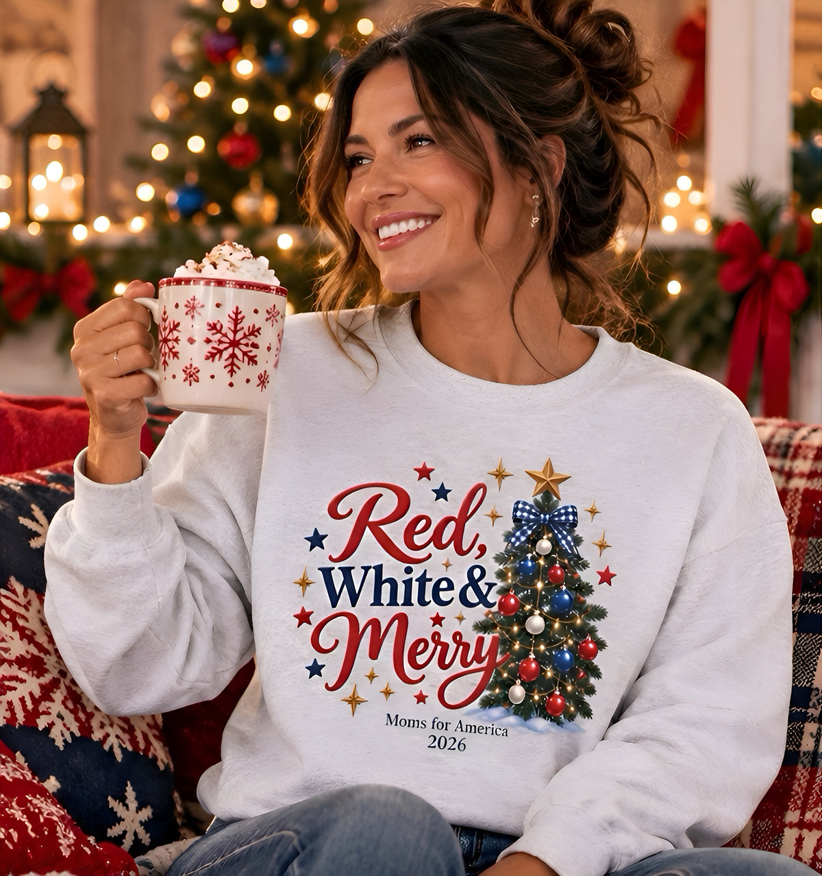 “Red, White & Merry” Crewneck Sweatshirt - MFA Christmas