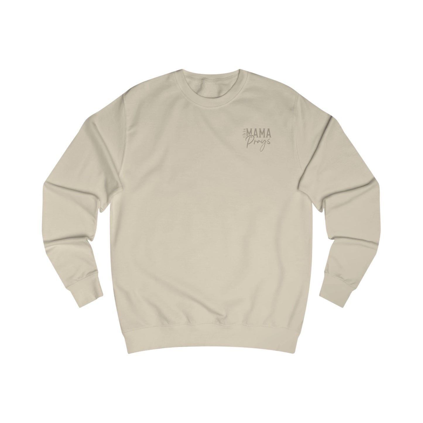 "This Mama Prays" Crewneck Sweatshirt — Neutral tone-on-tone print