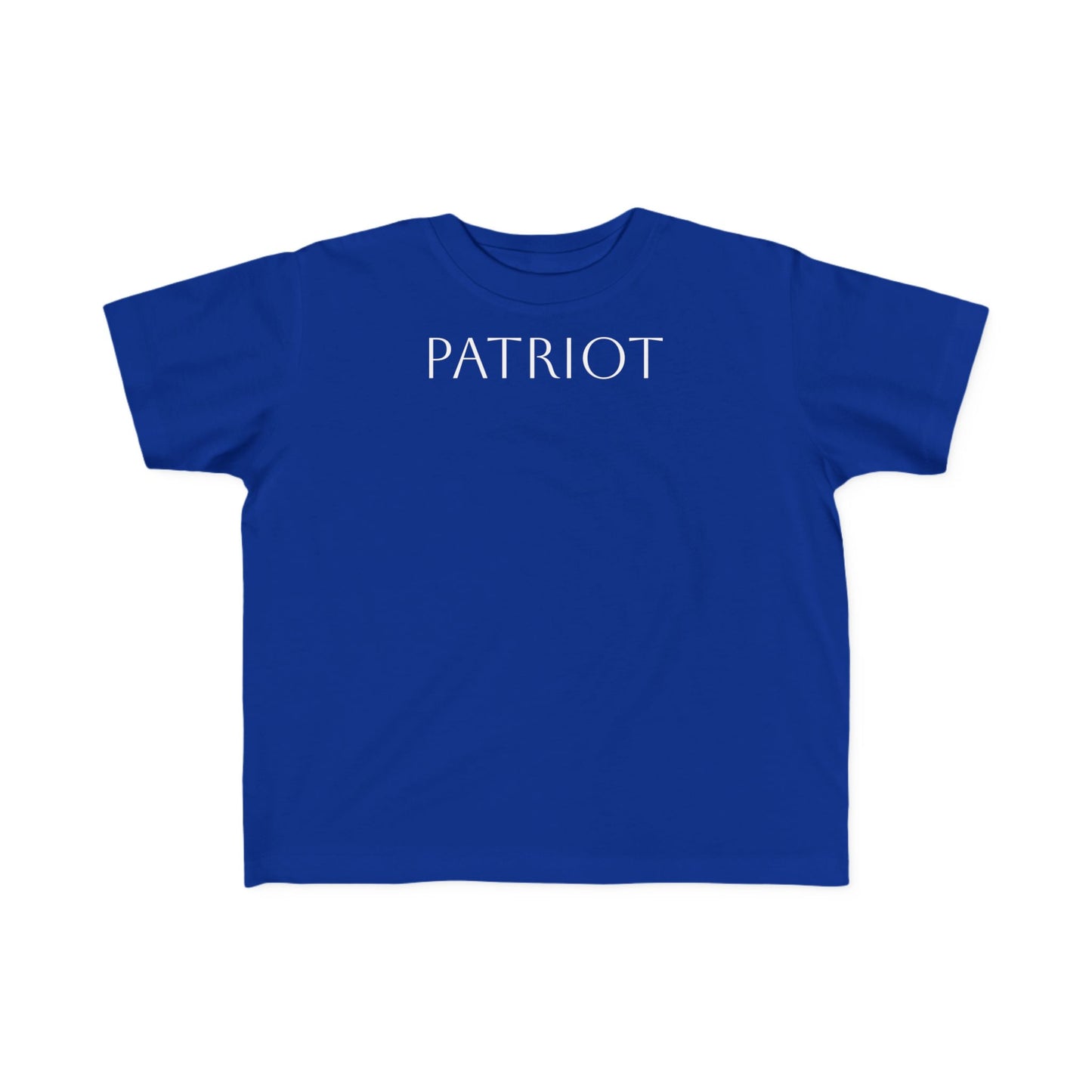 Toddler Tee — "PATRIOT" Front & Moms for America Logo Back (Patriotic Kids Shirt)