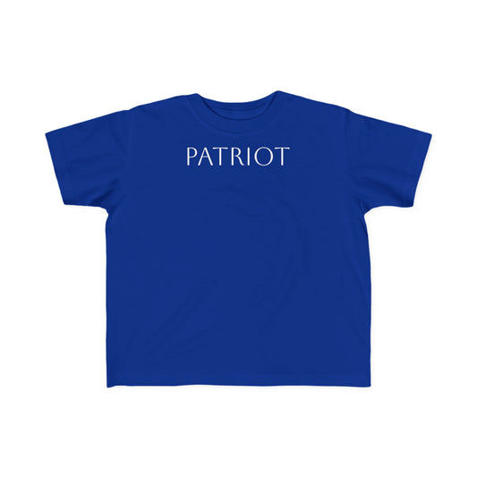 Toddler Tee — "PATRIOT" Front & Moms for America Logo Back (Patriotic Kids Shirt)