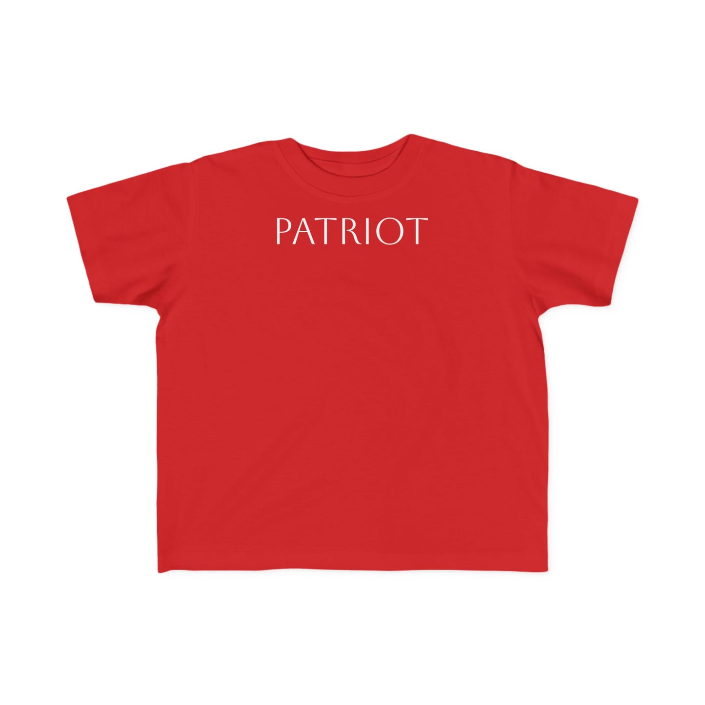 Toddler Tee — "PATRIOT" Front & Moms for America Logo Back (Patriotic Kids Shirt)