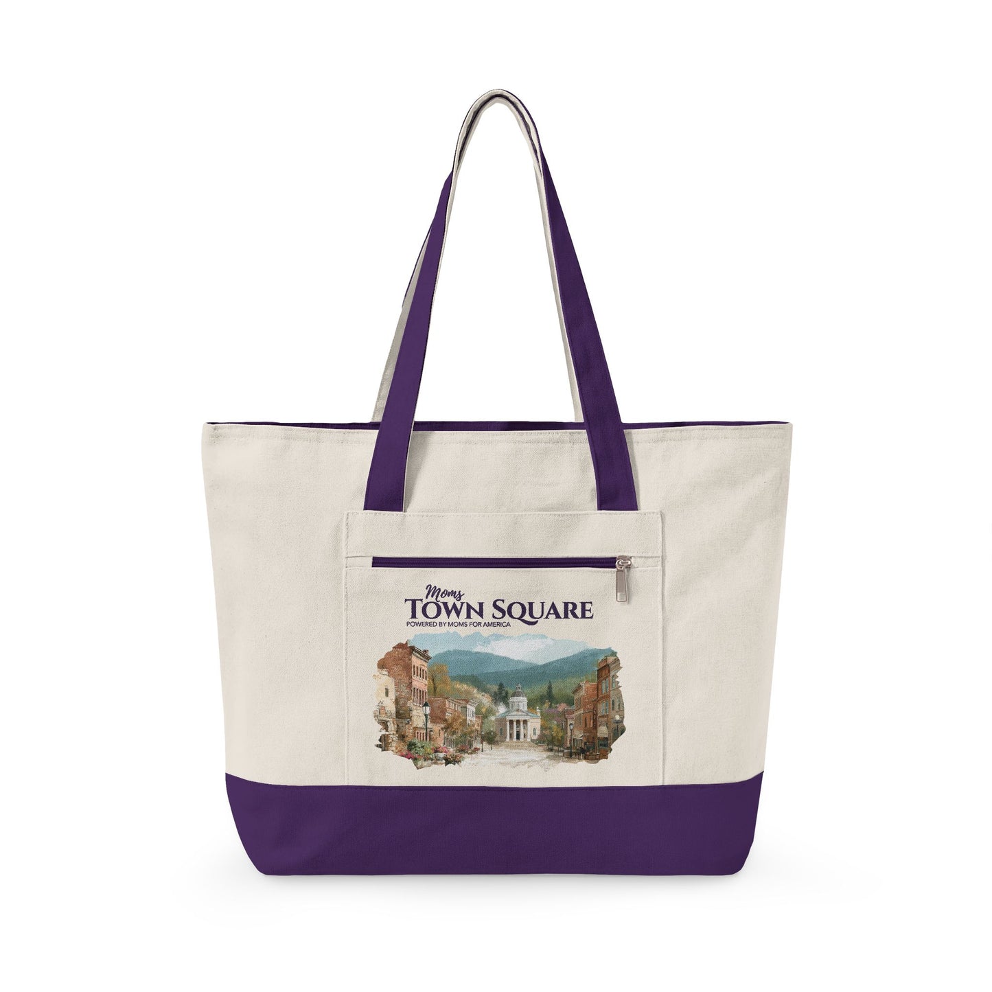 'Moms TownSquare' Scenic & 'Moms for America' Logo Zippered Tote - Moms TownSquare