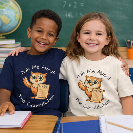 "Ask Me About The Constitution" Kids Shirt - Civics in 5 Minutes