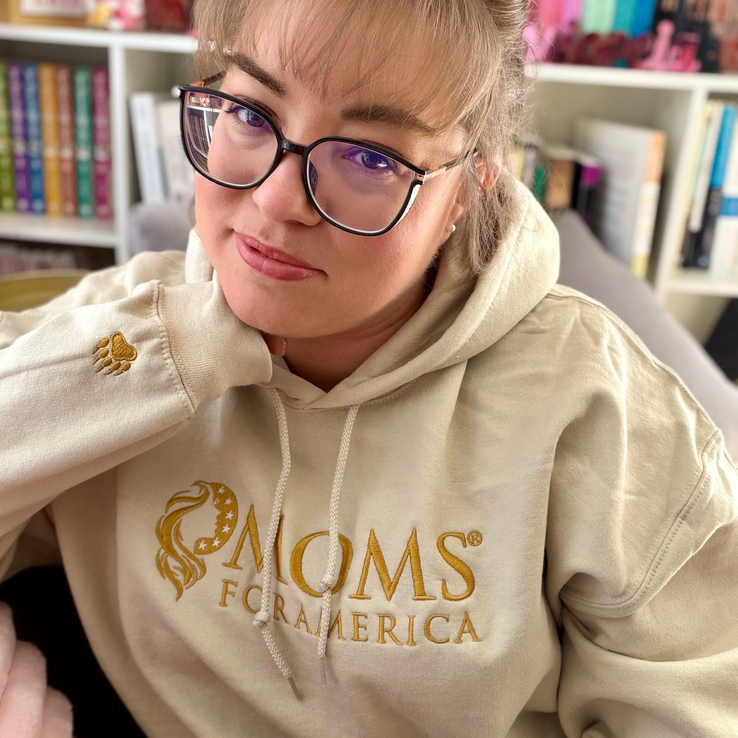 Moms for America Logo Hoodie — Patriotic Mom Sweatshirt