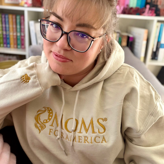 Moms for America Logo Hoodie — Patriotic Mom Sweatshirt