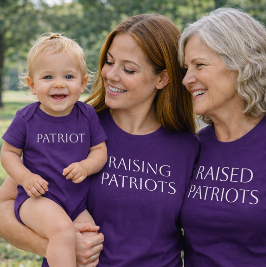 Raising Patriots T‑Shirt — Moms For America Patriotic Tee