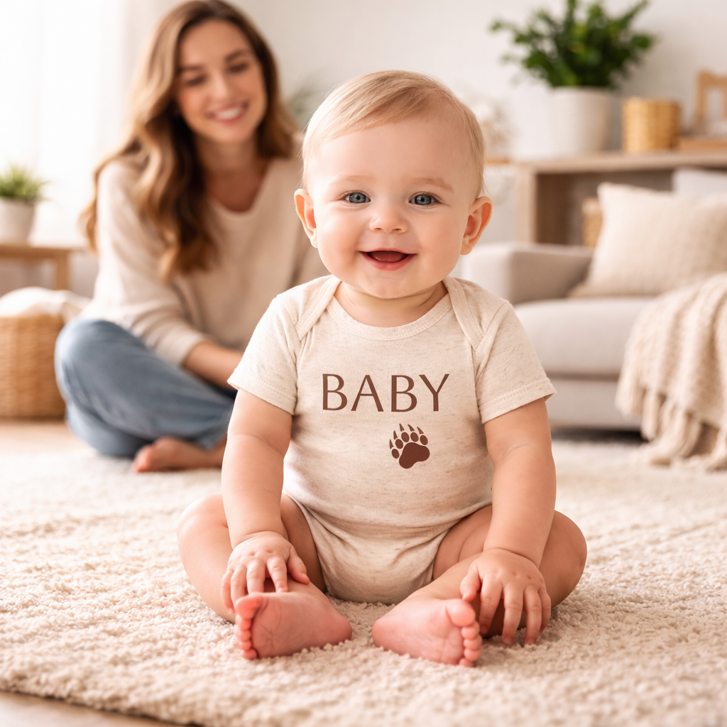 'Baby Bear' Infant Bodysuit — Baby Onesie with Paw Graphic