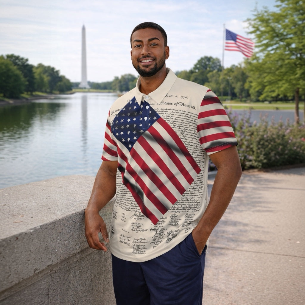 Declaration of Independence American Flag Polo Shirt - US 250