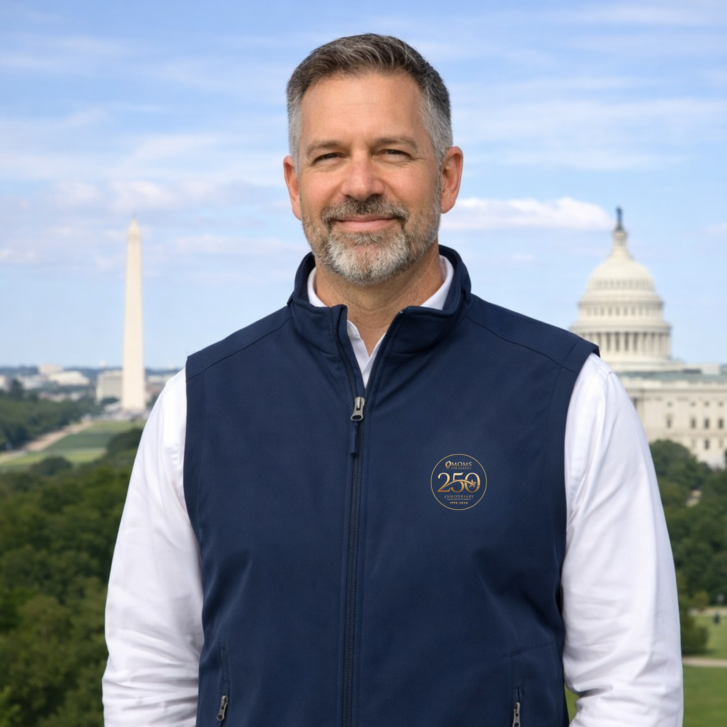 MFA 250 Logo Men's Navy Soft Shell Vest — Celebrate 250
