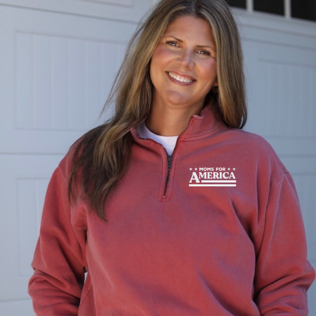 Stars and Stripes 1/4 Zip - Vintage Red